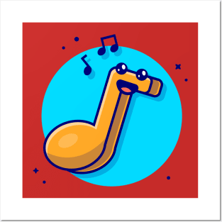 Cute Kawaii Music Note Cartoon Vector Icon Illustration (2) Posters and Art